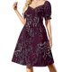 thumbnail image 1 of Vestido burdeos de invierno de manga corta, vestido largo morado., 1 of 8