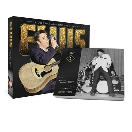 Trends International, Elvis 2026 Desk Calendar, 6.13'' X 5.38'', Daily Calendar with Adhesive Binding