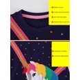 thumbnail image 4 of HWJAD 2-7 Years Kids Girl's Dresses Cotton Jersey Long Sleeve Crewneck Swing A-Line Cute Appliques Unicorn Midi Casual Star Print Dress, 4 of 7
