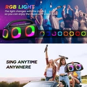 JYX Bluetooth Speaker, 60W Powerful Sound Party Speaker with RGB Light, Portable Speaker with 2 Wireless Microphone