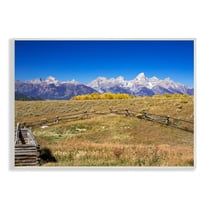 Stupell Industries Panoramic Mountain Peaks Countryside Fence Grassland Field Wood Wall Art, 15 x 10, Design by Daniel Sproul