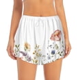 thumbnail image 2 of Balery Watercolor Floral Pantalones cortos deportivos para mujer con forro y dos bolsillos, elásticos, para entrenamiento, gimnasio, yoga-X-Large, 2 of 7