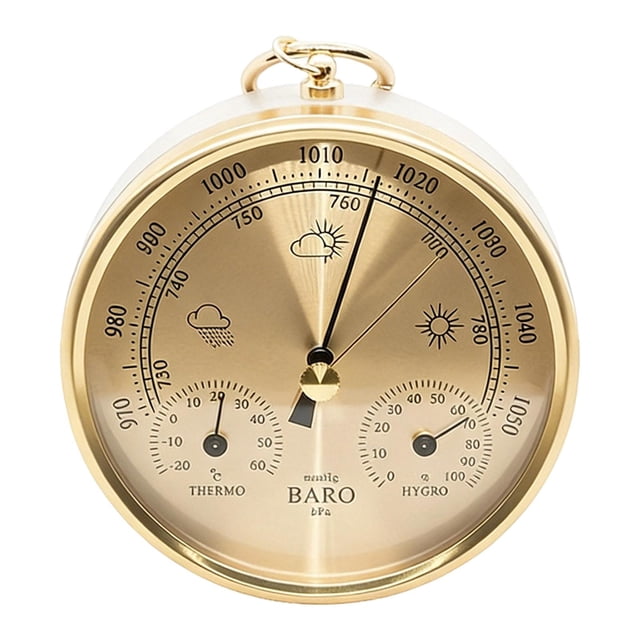 Flynix Barometer Thermometer Hygrometer Weather Station for Home Office Living Room Gold