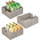 thumbnail image 1 of Caja de almacenamiento de mimbre para armarios y estanterías - cesta de cocina con pizarrón incorporado - cesta de almacenamiento de jacinto de agua tejido con asa - juego de 3 piezas - lavado gris JAMW Sencillez, 1 of 5