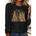 thumbnail image 5 of YATELLE Christmas Tree & Snowflake Print Round Neck Long Sleeve Women T-Shirt, 5 of 5