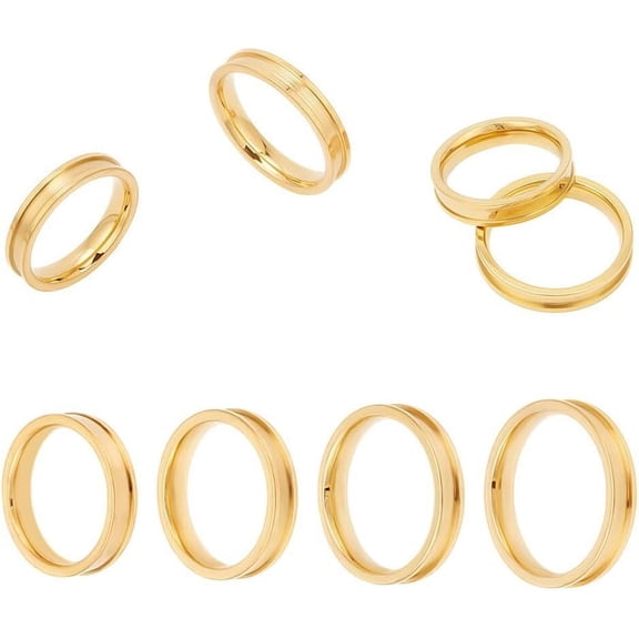 Ring Blanks Stainless Steel Grooved Rings Blank Core Ring Round Empty Ring Inlay Finger Rings