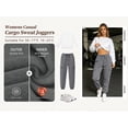 thumbnail image 4 of TEMOFON Sweatpants for Women Cargo Drawstring Joggers with Pockets Elastic Waistband Fall Pants Fleece Lined Thermal Trousers Dark Grey L, 4 of 9