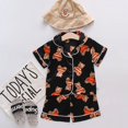 thumbnail image 1 of Pijamas florales de seda para niñas pequeñas, Conjunto de pijama de satén de manga corta con botones y pantalones cortos, verano, 2 piezas, 1-6 años, 1 of 4