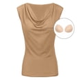 thumbnail image 6 of Craaazy Women's Versatile Solid Color Sleeveless Crop Top with Built-in Bra, Cowl Neck Casual Versatile T-Shirt for Everyday Wear Gifts, 6 of 7