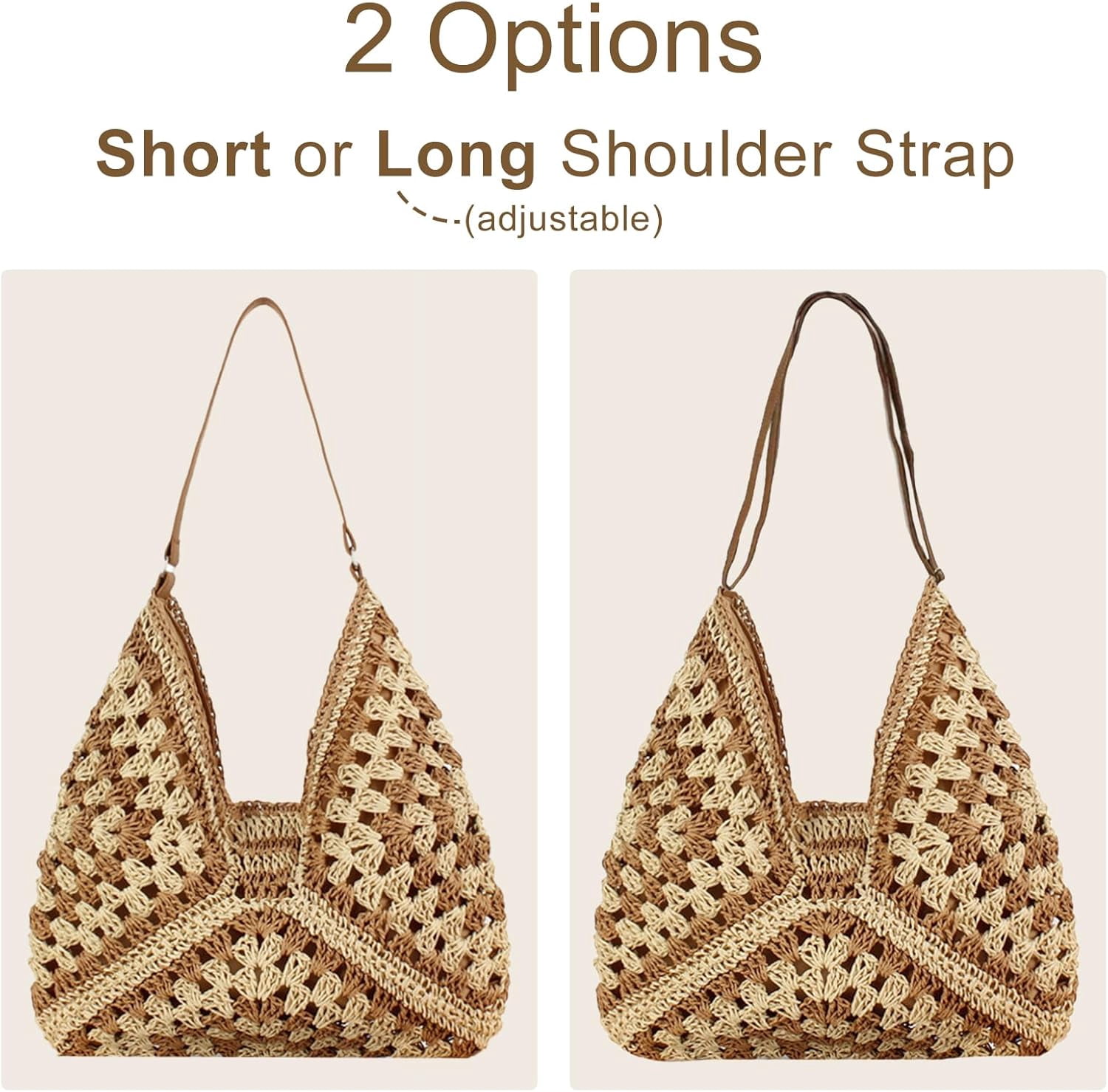 Zhengup Straw Bags for Women Summer Beach Tote Purse Crochet Shoulder Everything Holiday Work Everyday Handbag