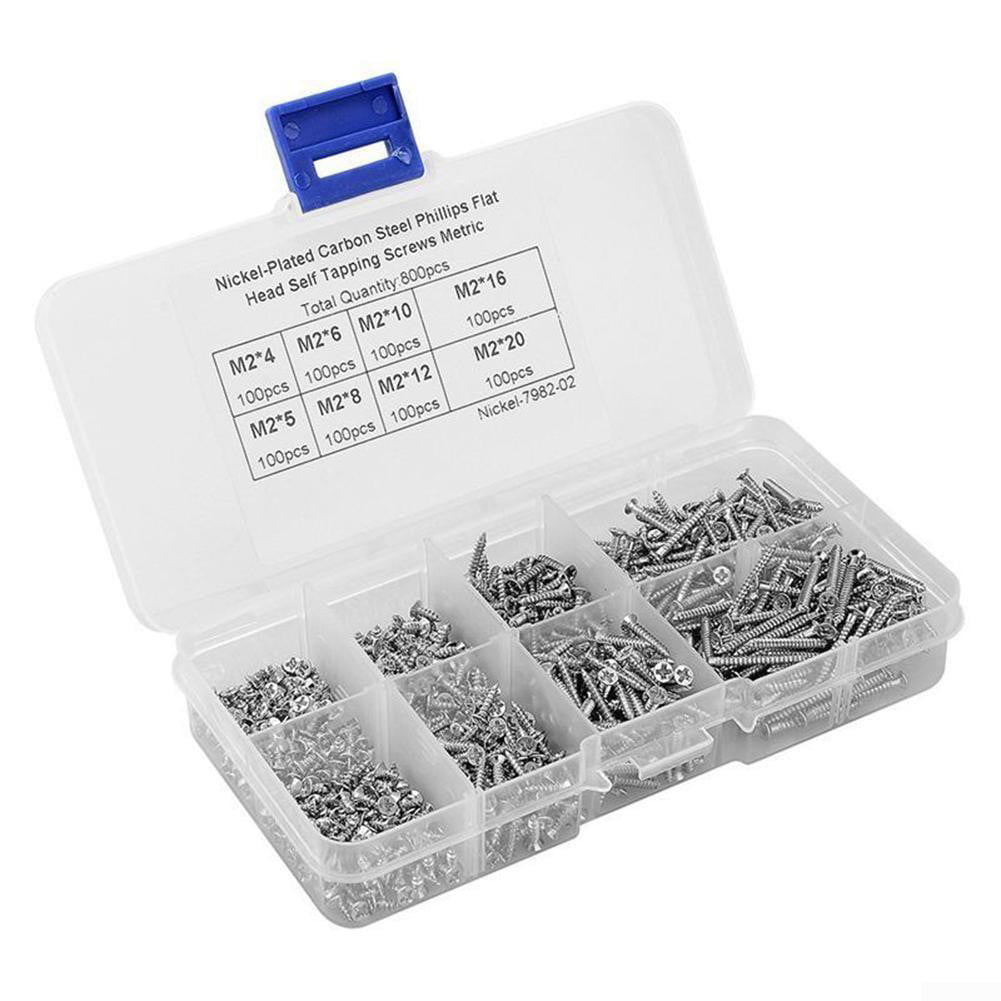 800X Pan Head Stainless Steel Self Tapping Screw Assortment Kit Lock Nut Wood BE 