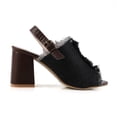 thumbnail image 2 of Nature Breeze Cara-02 Peep Toe Sligback Heel in Black Denim, 2 of 4