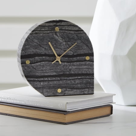 Signature Design by Ashley Janmour Table Clocks, Set of 2, Black Marble