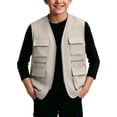 thumbnail image 2 of OGLCCG Safari Vest Boys Kids Lightweight Cargo Outerwear Vest for Hiking Fishing Travel Outdoor Sleeveless Jackets(Khaki,7-8 Years), 2 of 6