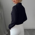 thumbnail image 6 of Babysbule Women's Long Sleeve Pearl Beaded Collared Button Down Blouse, Elegant Solid Color Casual Top for Office Party and Daily Wear, 6 of 6
