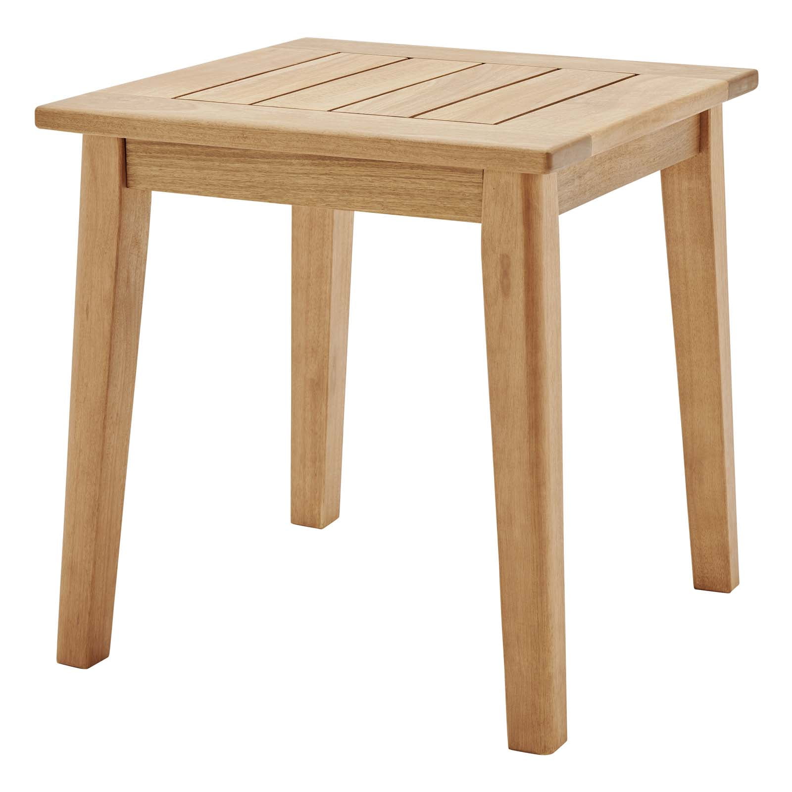 Lounge Side Table, Square, Wood, Brown Natural, Modern Contemporary Urban Design, Outdoor Patio