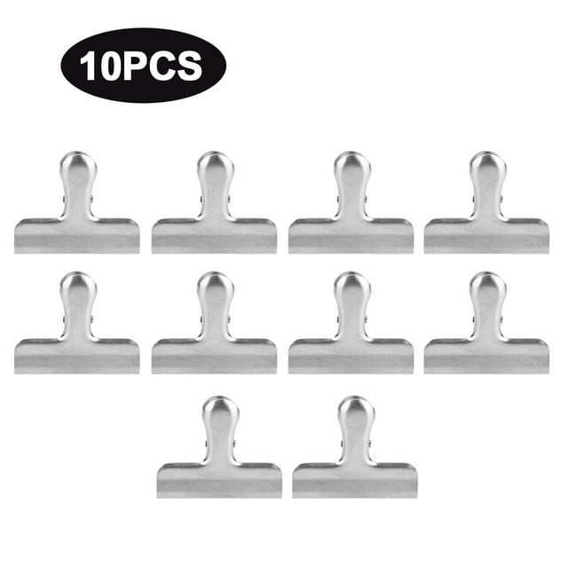 Tarente 10Pcs Household 3in Stainless Steel Food Sealing Clips Snack Storage Bag Clips Kitchen Supplies