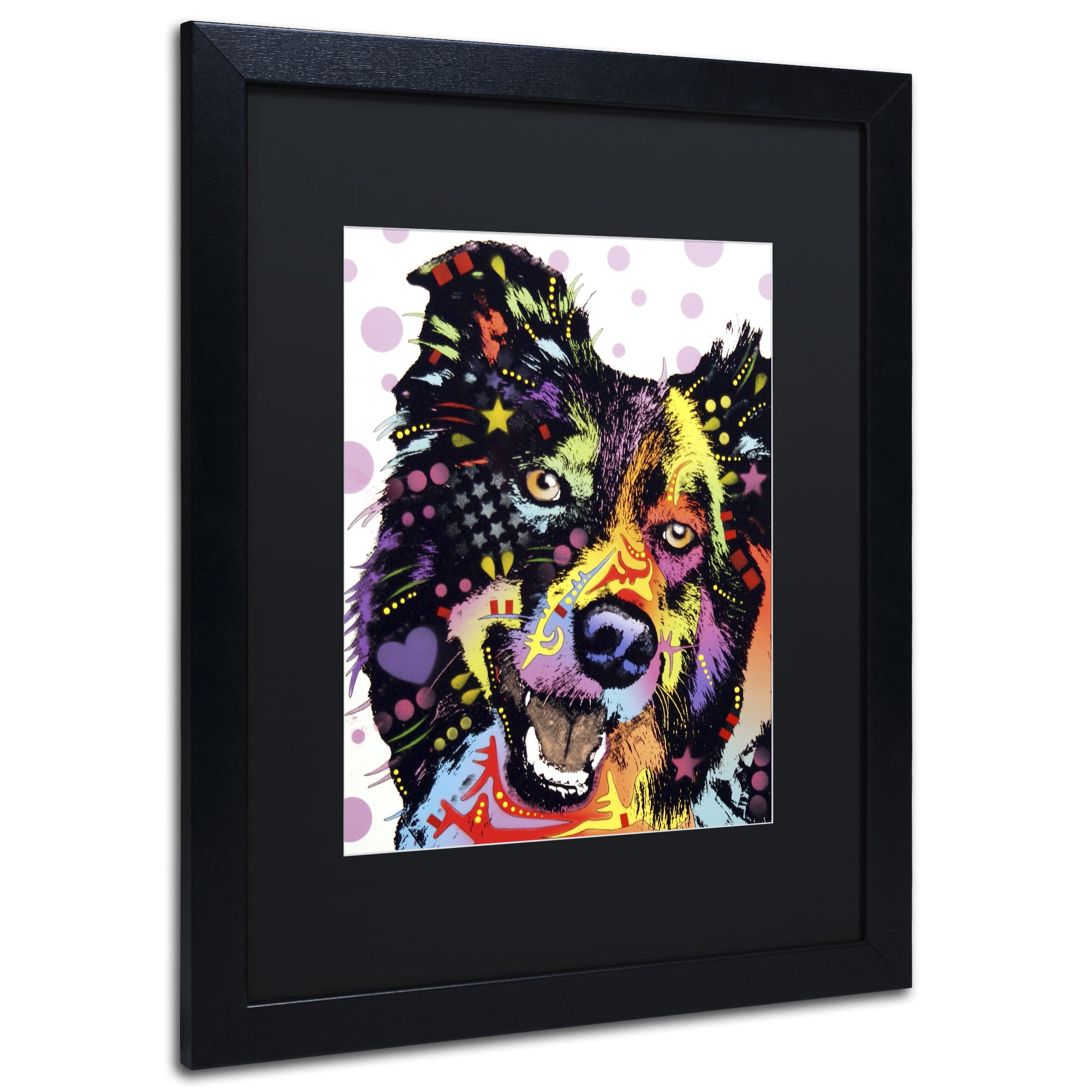 Trademark Fine Art "Border Collie" Canvas Art by Dean Russo, Black Matte, Black Frame