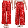 thumbnail image 6 of Lejafay Sequin Casual Pants for Girls Kids Elastic Waist Sparkling Trousers Red 14, 6 of 7