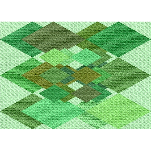 Ahgly Company Machine Washable Indoor Rectangle Transitional Dark Lime Green Area Rugs, 6' x 9'