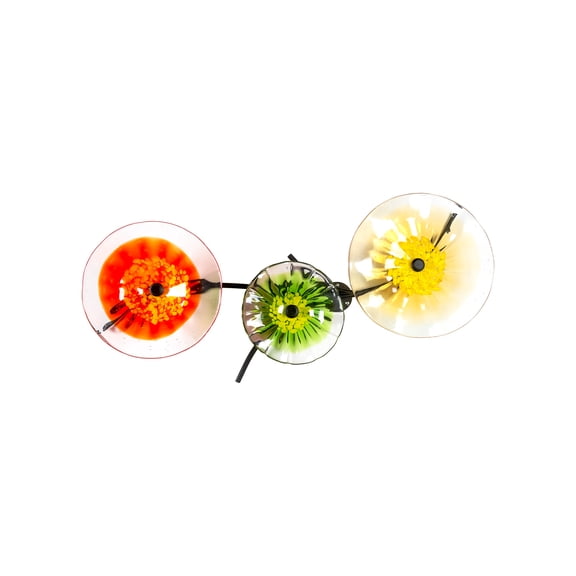 Dale Tiffany Fiore Bloom 3-Plate Hand Blown Art Glass Wall Décor with Wall Mounting Bracket