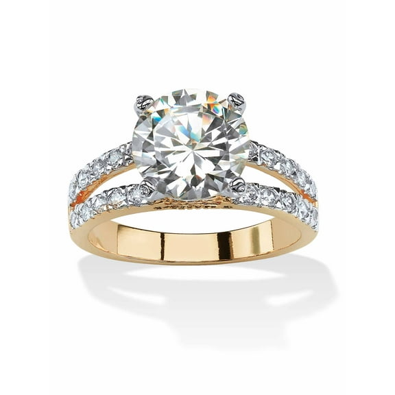PalmBeach Jewelry 4.42 TCW Round Cubic Zirconia Gold-Plated Engagement Anniversary Split-Shank Ring