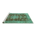 thumbnail image 2 of Ahgly Company Machine Washable Indoor Round Persian Turquoise Blue Traditional Area Rugs, 4' Round, 2 of 4