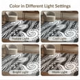 thumbnail image 7 of ODIKA 6'x9' Monochrome Swirl Tentacle Spiral Striped Washable Area Rug Abstract Oceanic Motifs With Dotted Borders for Queen Size Bedroom, Under Bed, Master Suite, Easy Care, Non-Shedding, 7 of 7