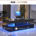 thumbnail image 4 of Sonegra 47" High-Glossy LED Coffee Table, Storage Coffee Table with 2 Sliding Drawers for Living Room, Modern Stylish Double-Layer Center Tables with LED Lights, Black, 4 of 7