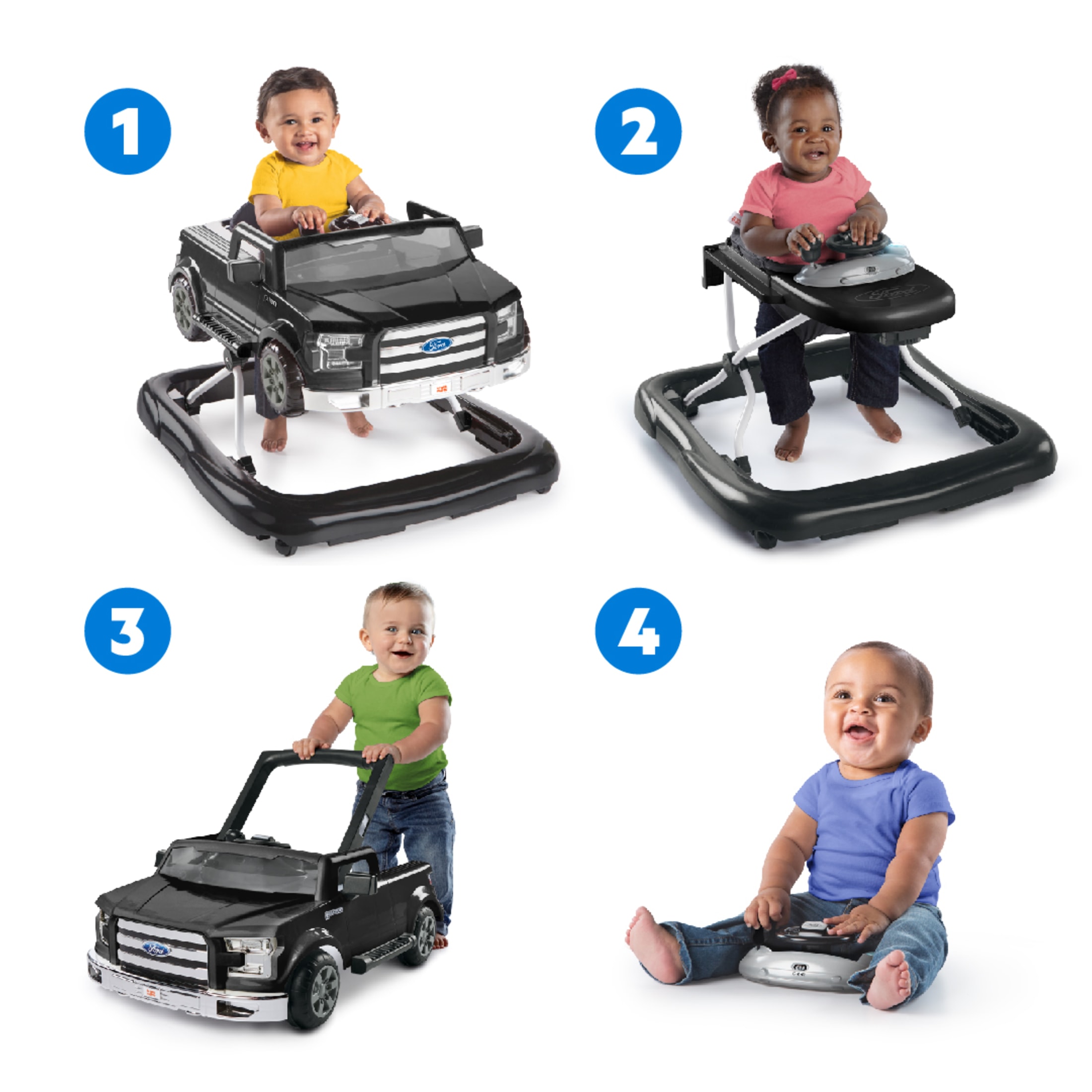 Bright Starts Ford F-150 4-in-1 Baby Walker with Removable Steering Wheel, Black - image 4 of 17
