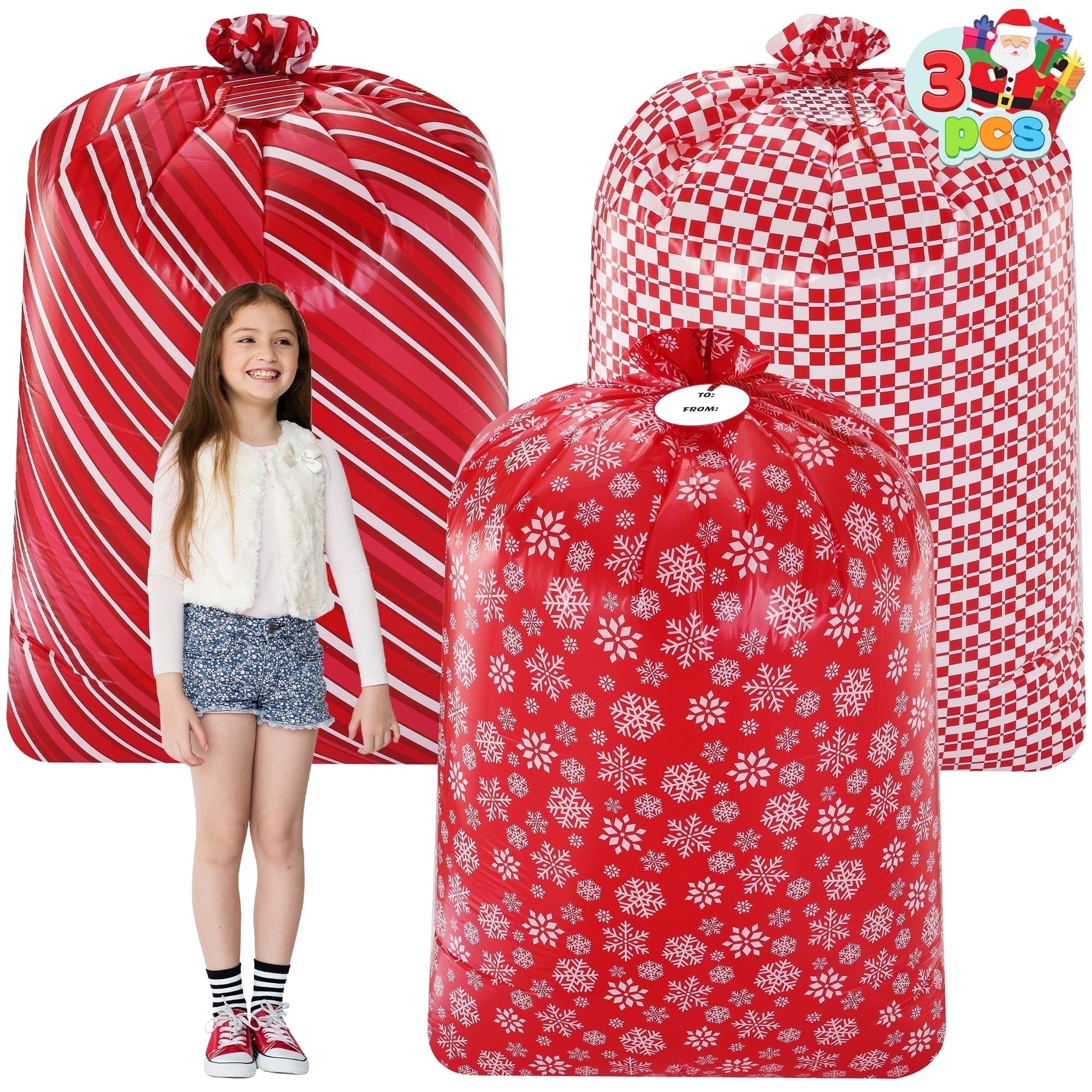 Joyfy Jumbo Christmas Plastic Gift Bags - 3 Pack photo 1