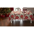 thumbnail image 4 of Serafina Home Poinsettia Christmas Fabric Tablecloth: Festive Holiday Floral Holly Berry Pinecone Design (60"x 104" inch), 4 of 5