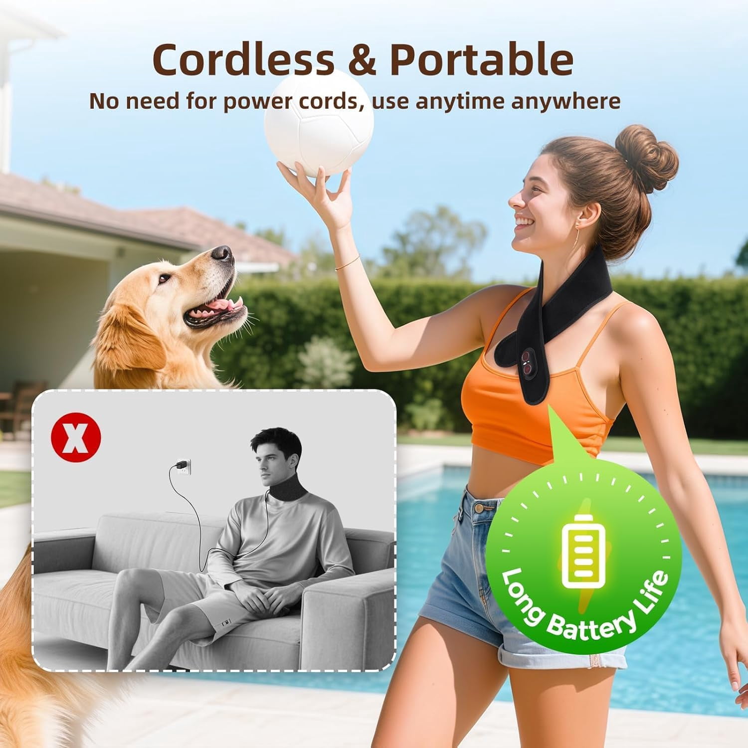 Cordless Red Light Belt for Neck, Portable Wrap with Timer for Neck Muscle Relief, Near Light Neck Wrap Heating Pad for Neck, Wearable Belt Neck Wrist Wrap Hand Legs Unisex Gift