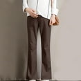 thumbnail image 4 of DeHolifer Women Maternity Pants Plus Size Soft Flare High Waisted Over The Belly Bell Bottoms Casual Trousers Coffee 3XL, 4 of 4