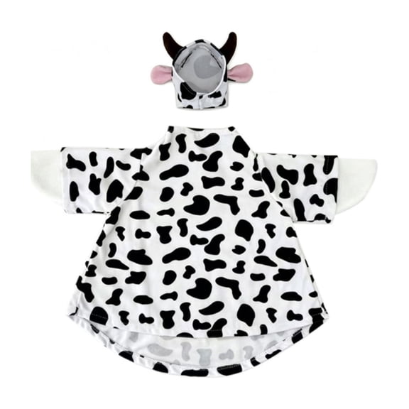 Porch Goose Outfit, Cow Print Pattern Black & White Fabric Clothing Set for Cement Lawn Goose Garden Statue Porch Decoration Animal Theme Costume (Goose Not Included)