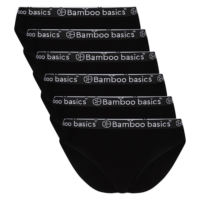 Bamboo basics Calzoncillos para mujeres YARA, 6-pack - Cintura con logo, transpirable, camiseta simple Negro S (Small)