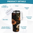 thumbnail image 2 of Yayeee 40oz Stainless Steel Tumbler with Straw and Handle Double-Wall Insulated Travel Water Bottle, Dark Floral Pattern, 2 of 8