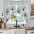 thumbnail image 6 of Spring Floral Swag Valances for Windows, Kitchen Curtains 36 Inch Length 2 Panels Set, Vintage Tulips Flower Butterfly Retro Wood Blue Short Curtains for Small Windows Cafe Curtains 28"x36", 6 of 8