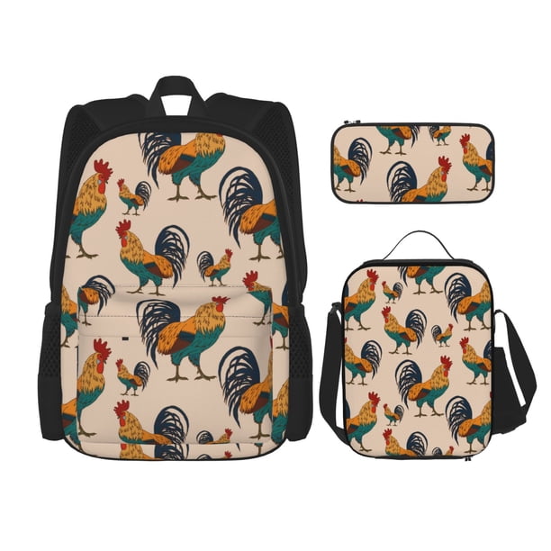 Balery Rooster Mochila Escolar 3 en 1 para Niños - Mochila Resistente con Lonchera Térmica y Estuche - Mochila Escolar para Niños y Niñas