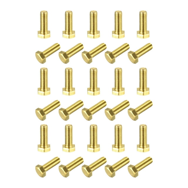 Unique Bargains Brass Hex Bolts, M5x14mm 30 Pack Fully Thread Grade 4.8 Machine Screws