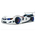 thumbnail image 2 of Super Card Beds Manufactured Wood Twin GT1 Race Car Novelty Bed with LED Lights and Sound, White, 2 of 6
