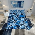 thumbnail image 2 of Erosebridal Blue Camo Comforter Cover Queen, Contemporary Camouflage Bedding Queen Size, Abstract Art Room Decor, Reversible 3-Piece (No Comforter), 2 of 7