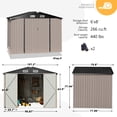 thumbnail image 4 of Sunmthink 6 x 8 ft Outdoor Metal Storage Shed with Double Lockable Door, Brown, 4 of 9