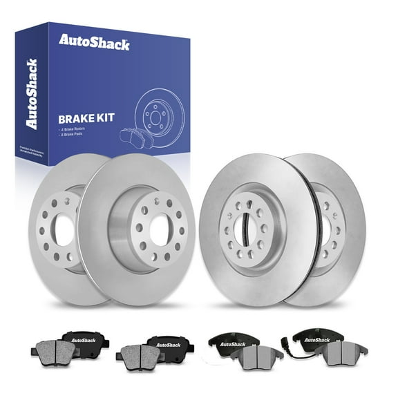 AutoShack Front Vented & Rear Solid Brake Rotors   Ceramic Pads 12-PC Brake Kit Replacement for 2010 Volkswagen Jetta 2012-2013 Volkswagen Beetle 2009-2013 Audi A3 2010 Audi A3 Quattro