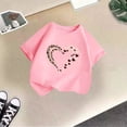 thumbnail image 2 of RMGVDSD Casual T-Shirts For Girls Leopard Heart Print Crew Neck Short Sleeve Loose Summer Party Children Cute Daily Fashion Stylish Versatile Tee Tops,11-12 Years, 2 of 4