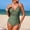 #274-Army Green, variant on Womens One Piece Swimsuit V Neck Mesh Padded Wirefree Solid Color Slim Fit Beach Vacation Swimwear S-2XL