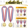 thumbnail image 5 of Medallas para niños, 12 piezas de medallas de metal doradas de estilo olímpico con cintas, premios para el día del deporte, competiciones de juegos, regalos para niños adultos, 5 of 5