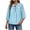 Light Blue, variant on Women's V Neck Bow Tie Button Down Shirt Loose Pleated Three Quarter Sleeve Blouse Casual Lightweight Summer Top