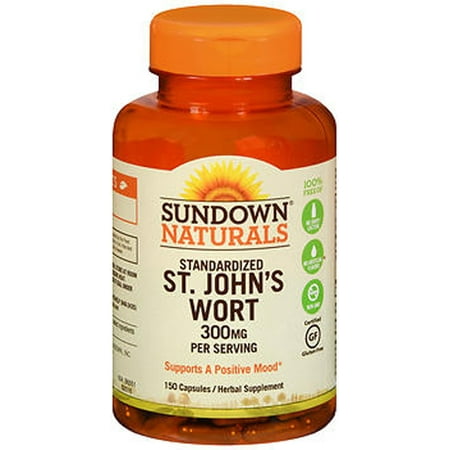 Sundown St. John’s Wort Capsules, Supports a Positive Mood, 150 Count