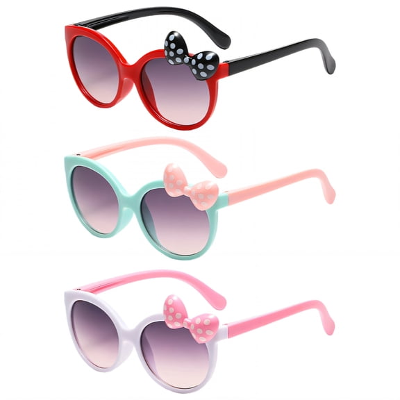 HBMYN 3Pcs Kids Sunglasses,Cute Bow Girl Sunglasses,UV400 Protection Cartoon Sun Glasses，Style2